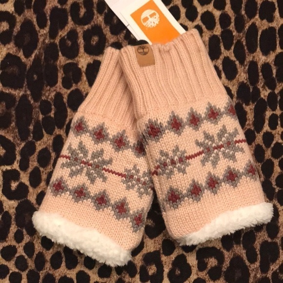 Brand New Timberland Fair Isle Knit Fingerless Pink Gloves - Picture 2 of 12